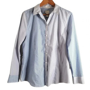 Chico’s no iron size 2 shirt Button up blue Striped women's